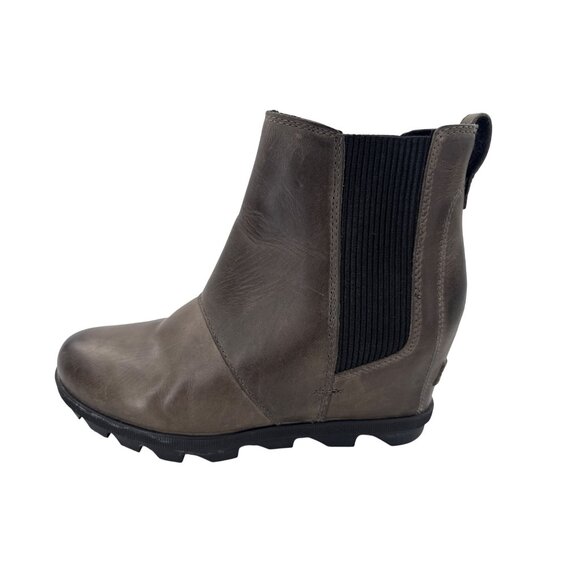 Sorel Joan of Arctic Wedge II Chelsea Ankle Boots Womens Size 7 Gray Leather - Picture 1 of 9
